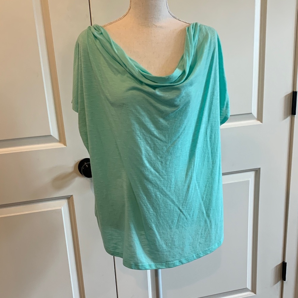Cato Turquoise Drape Neck Blouse